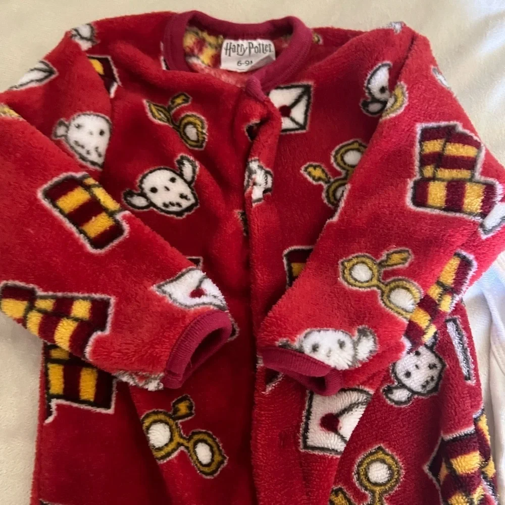 Harry Potter Red Footed Pj’s Baby Sz 6-9month Sleeper Hufflepuff White Owl Bonus